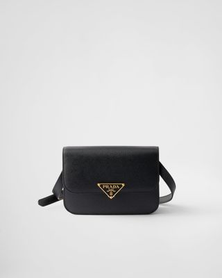 Saffiano Leather Flap Shoulder Bag