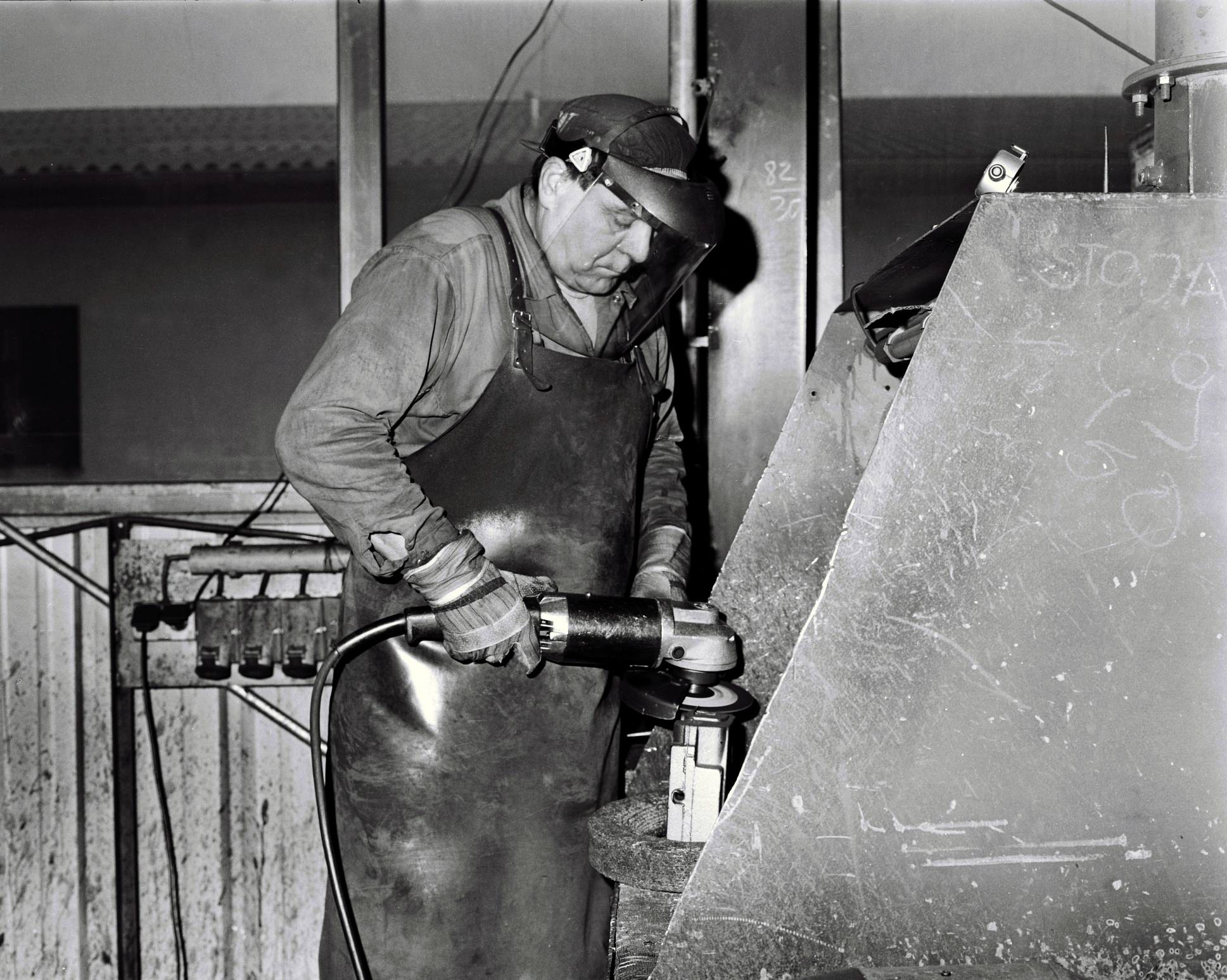 A factory worker in the 1960s