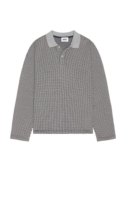 Houndstooth Jacquard Knit Rugby Polo