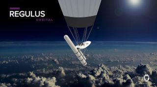 Artist's illustration of Leo Aerospace's Regulus balloon aloft with an orbital rocket.