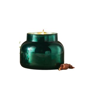 Capri Blue Fir & Firewood Glass Jar Candle in green jar