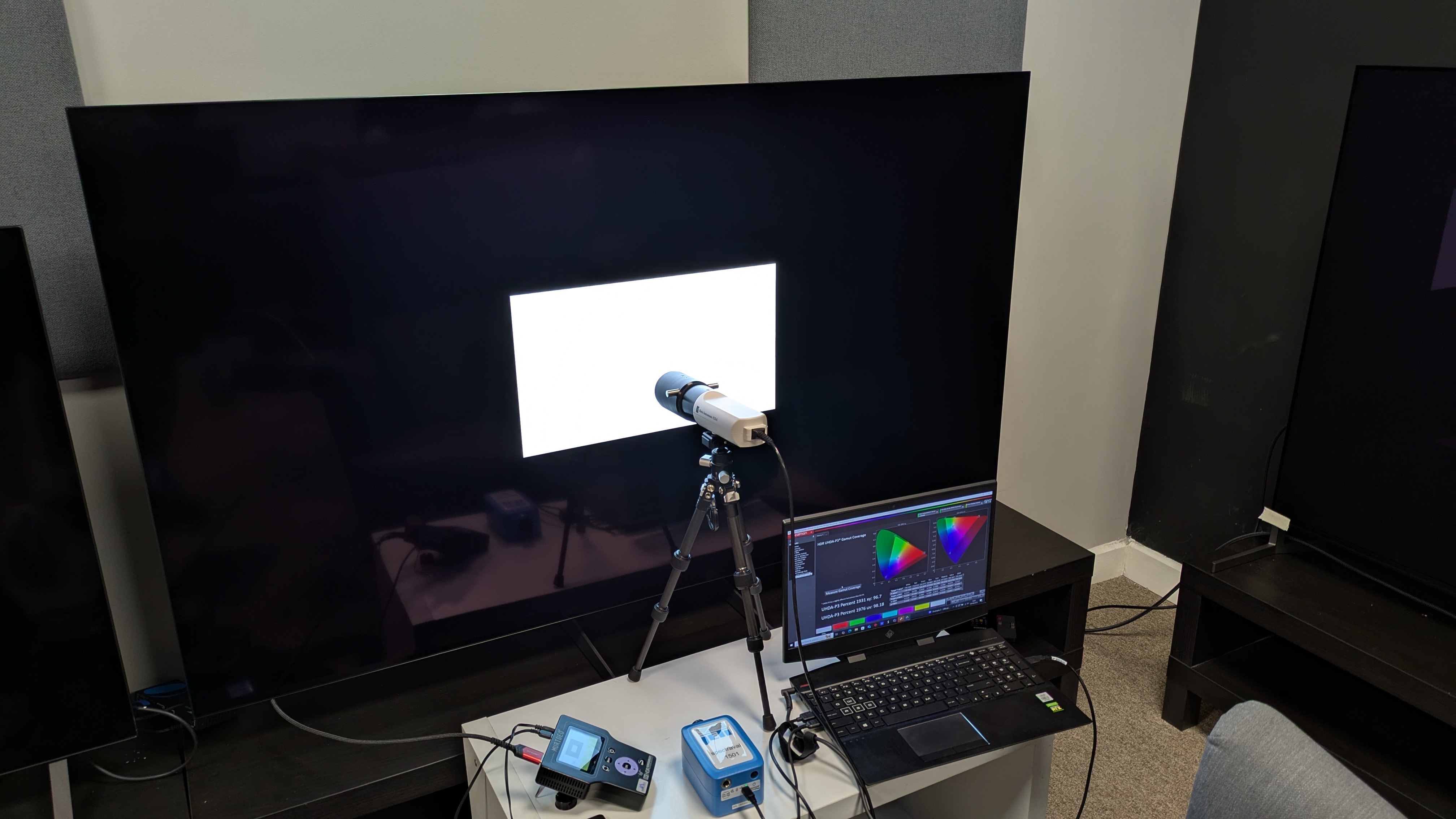 Samsung S85F with testing equipment attached