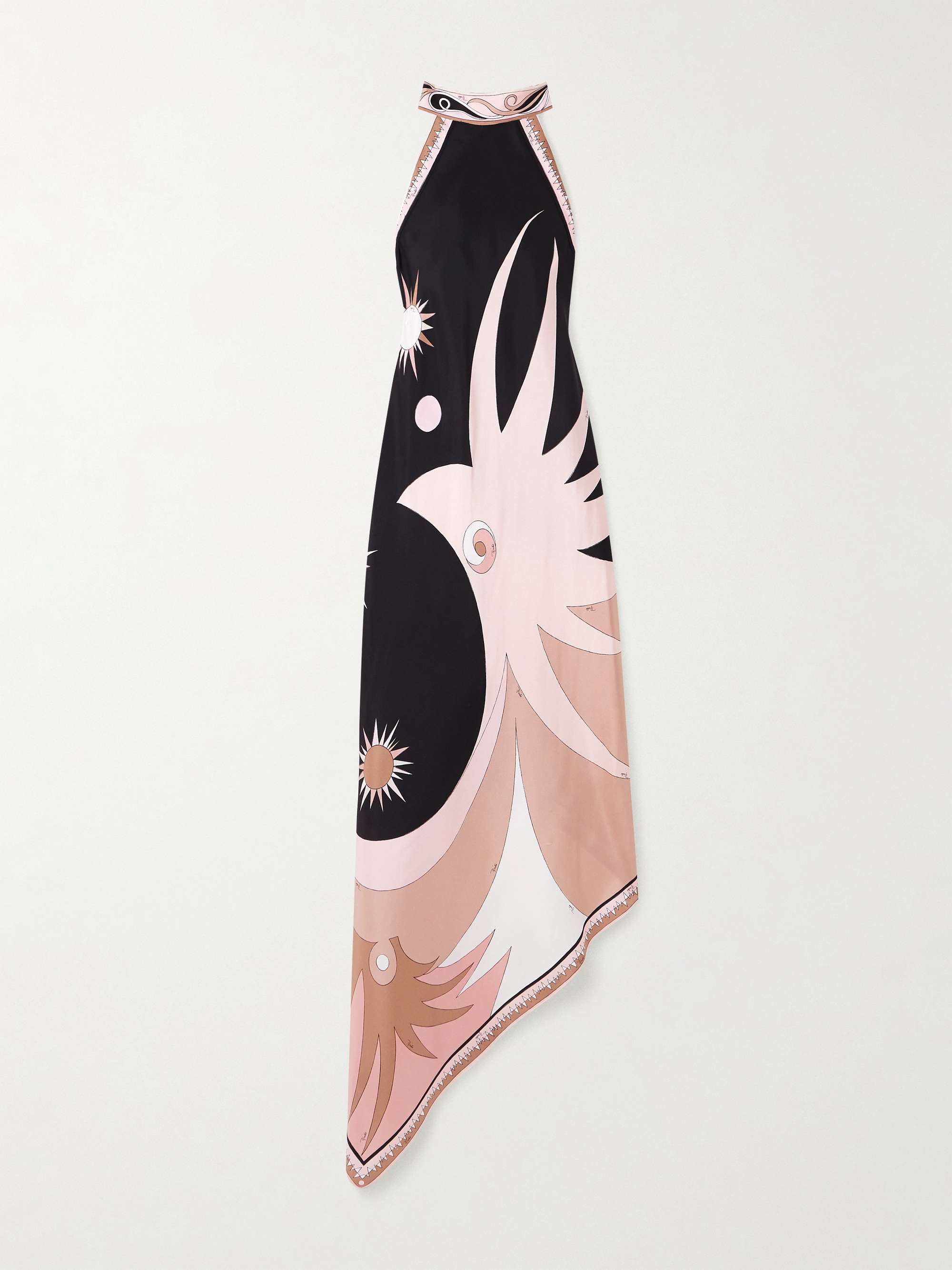 Open-Back Silk-Twill Halterneck Midi Dress