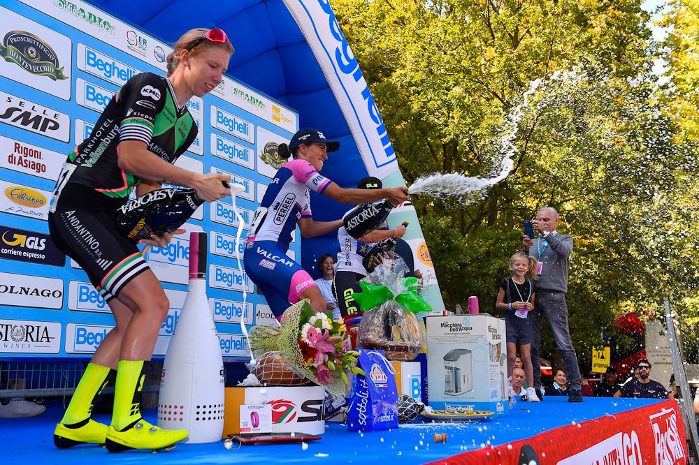 Wiebes, Balsamo and Bastianelli on the GP Bruno Beghelli podium