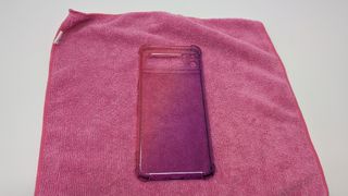 Screenshot showing how to clean a clear phone case - dry with towel