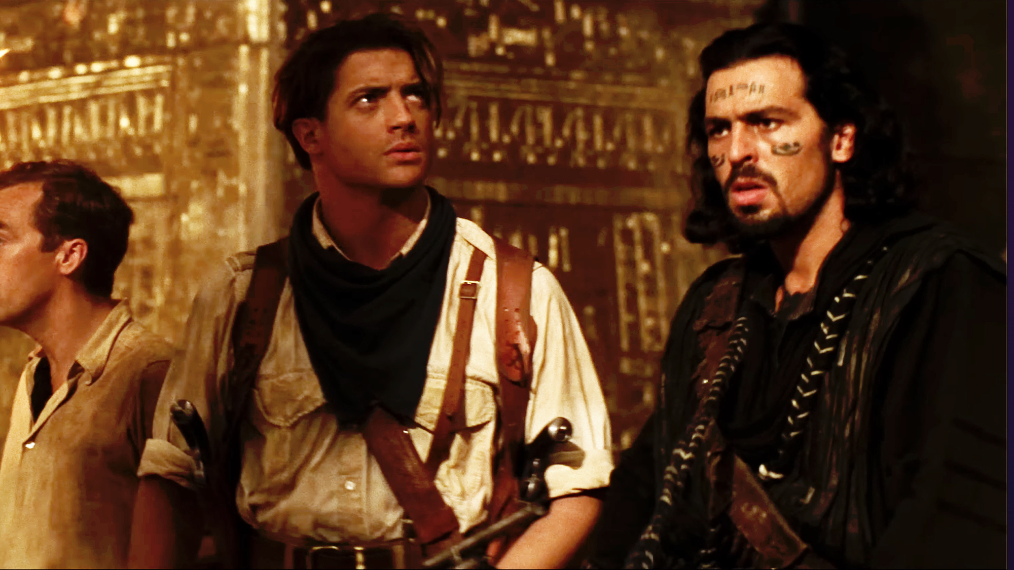 from left to right, John Hannah, Brendan Fraser, and Oded Fehr, from the Mummy (1999)