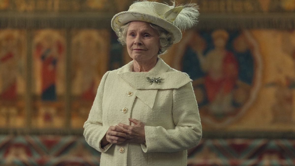 Imelda Staunton in Season 6 of The Crown as Queen Elizabeth.