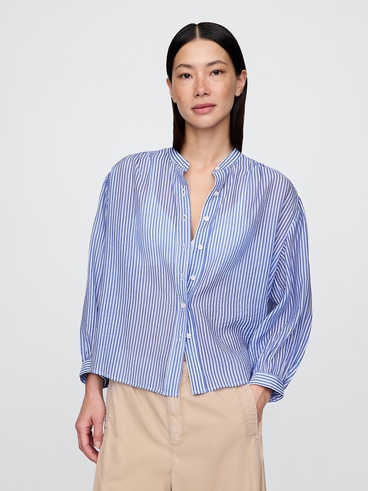 Sheer Button-Front Shirt
