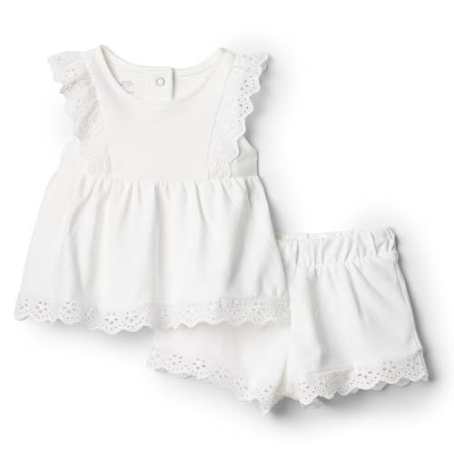 Amazon Essentials X Sofia Grainge Baby Girls' Eyelet Short & Top Set, White, 24 Months