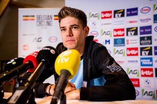 Belgian Wout van Aert talks during a press conference of the Belgian team ahead of the Cyclocross World Championships in Hoogerheide The Netherlands on Friday 03 February 2023 in Brasschaat BELGA PHOTO JASPER JACOBS Photo by JASPER JACOBS BELGA MAG Belga via AFP Photo by JASPER JACOBSBELGA MAGAFP via Getty Images