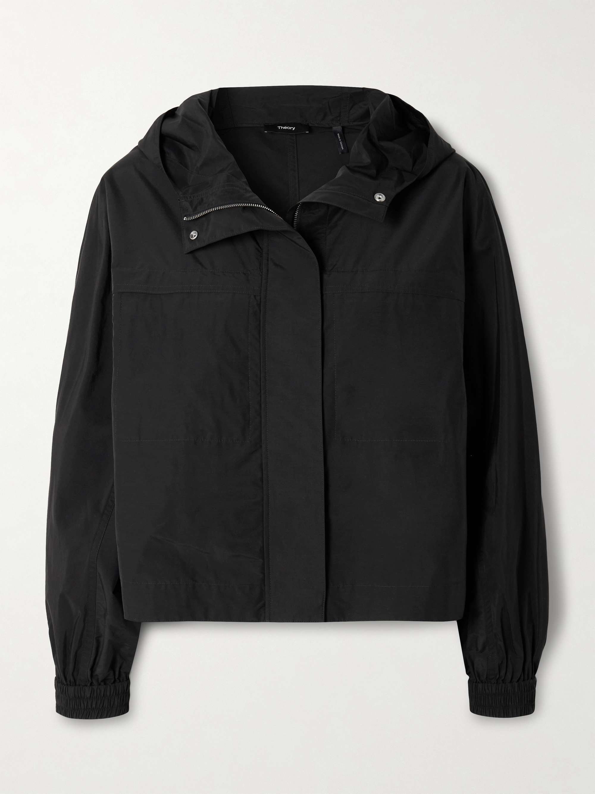 Hooded Gathered Cotton-Blend Shell Jacket