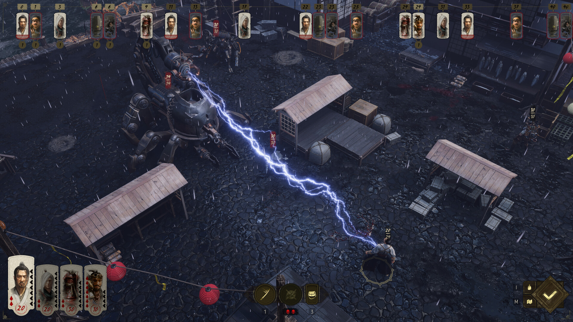 Shadow of the Road screenshot showing a robot scorpion attacking someone with lightning
