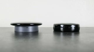 The Nest Learning Thermostat (4th Gen) next to the previous model on a desk