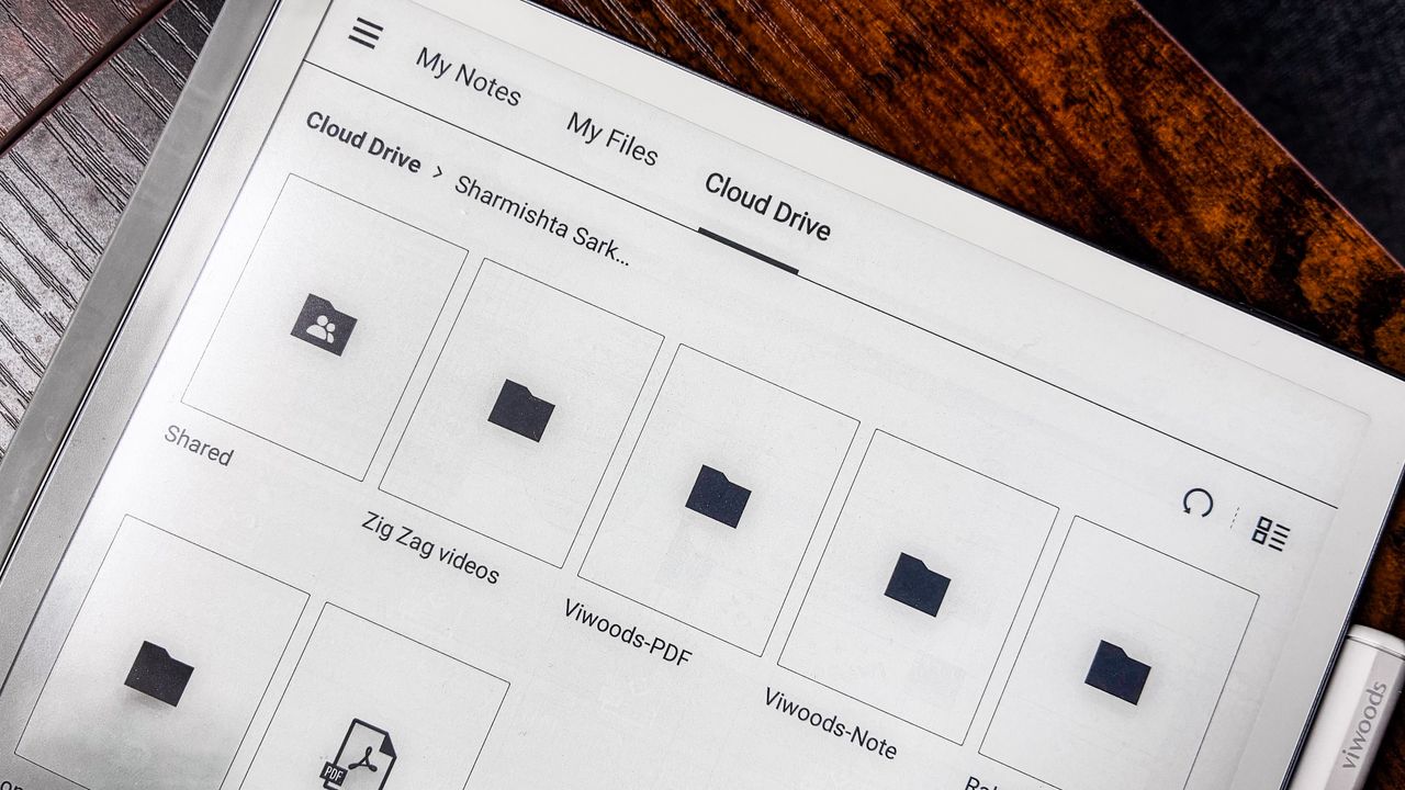 Cloud syncing of files and folders on the ViWoods AiPaper