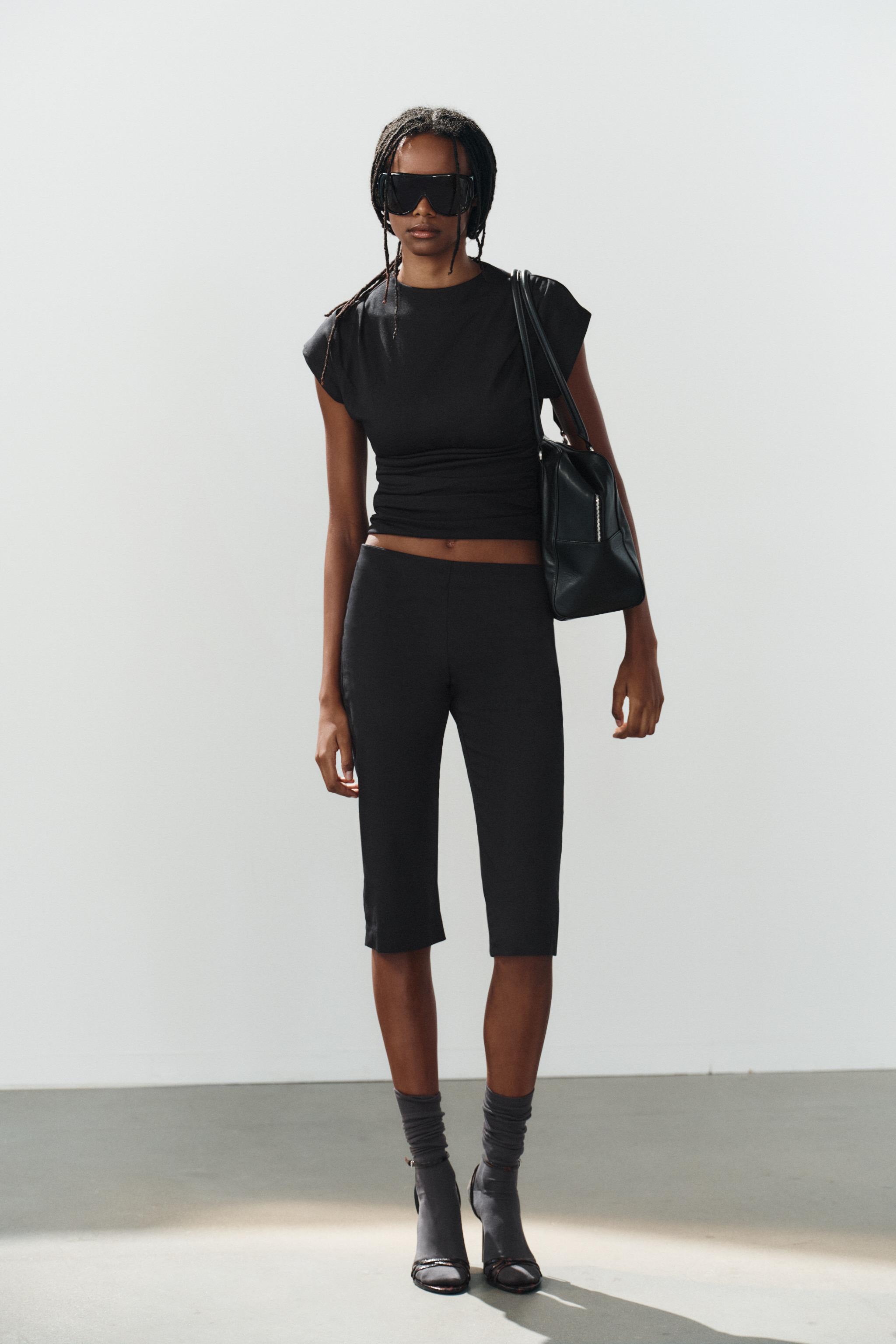 Gathered Sash Top - Black - S
