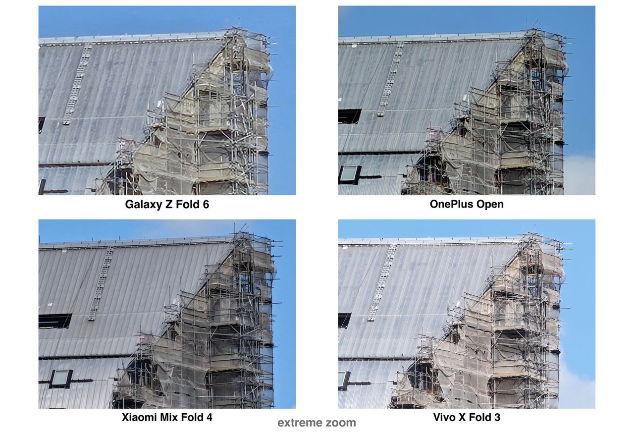Photos captured on the Samsung Galaxy Z Fold 6, OnePlus Open, Xiaomi Mix Fold 4 and Vivo X Fold 3 Pro