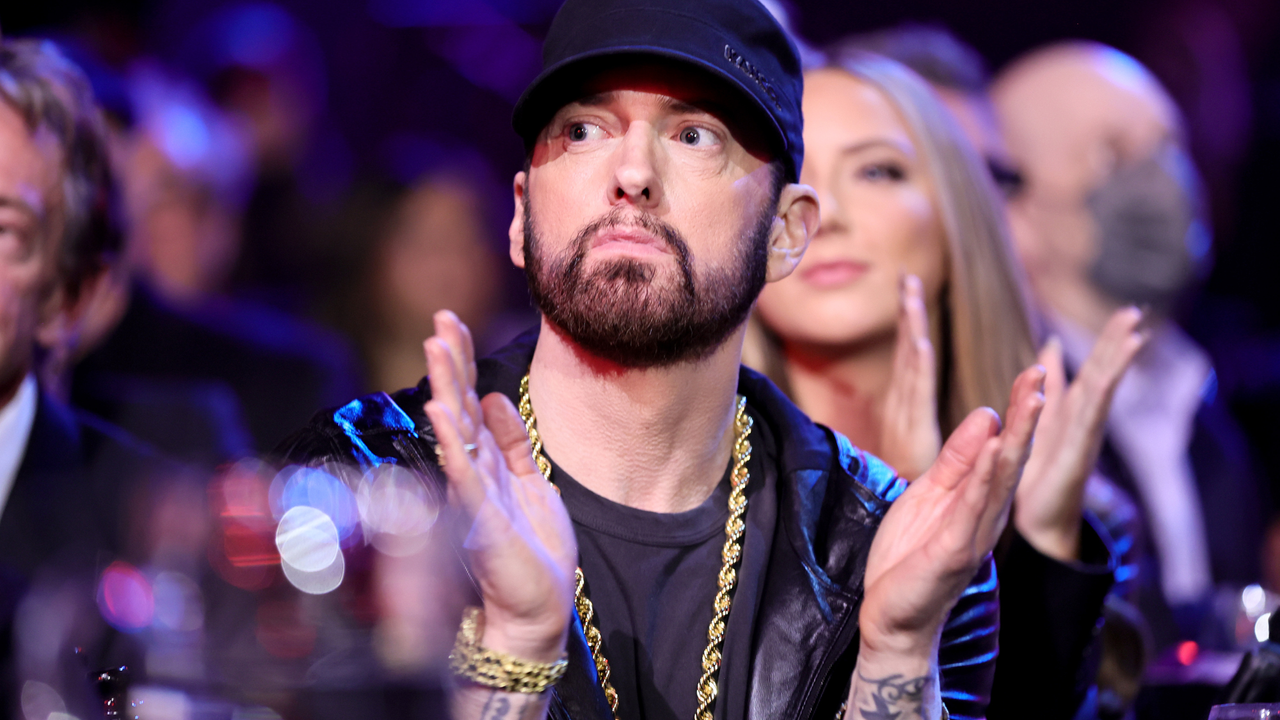 Inductee Eminem attends the 37th Annual Rock &amp; Roll Hall of Fame Induction Ceremony at Microsoft Theater on November 05, 2022 in Los Angeles, California