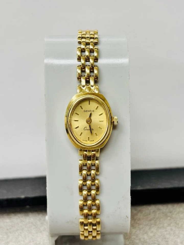 Geneve, Quartz 14k Gold Women Watch 