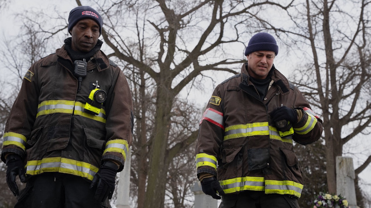 Chief Hopkins watching how Severide handles a crisis in Chicago Fire Season 14x16