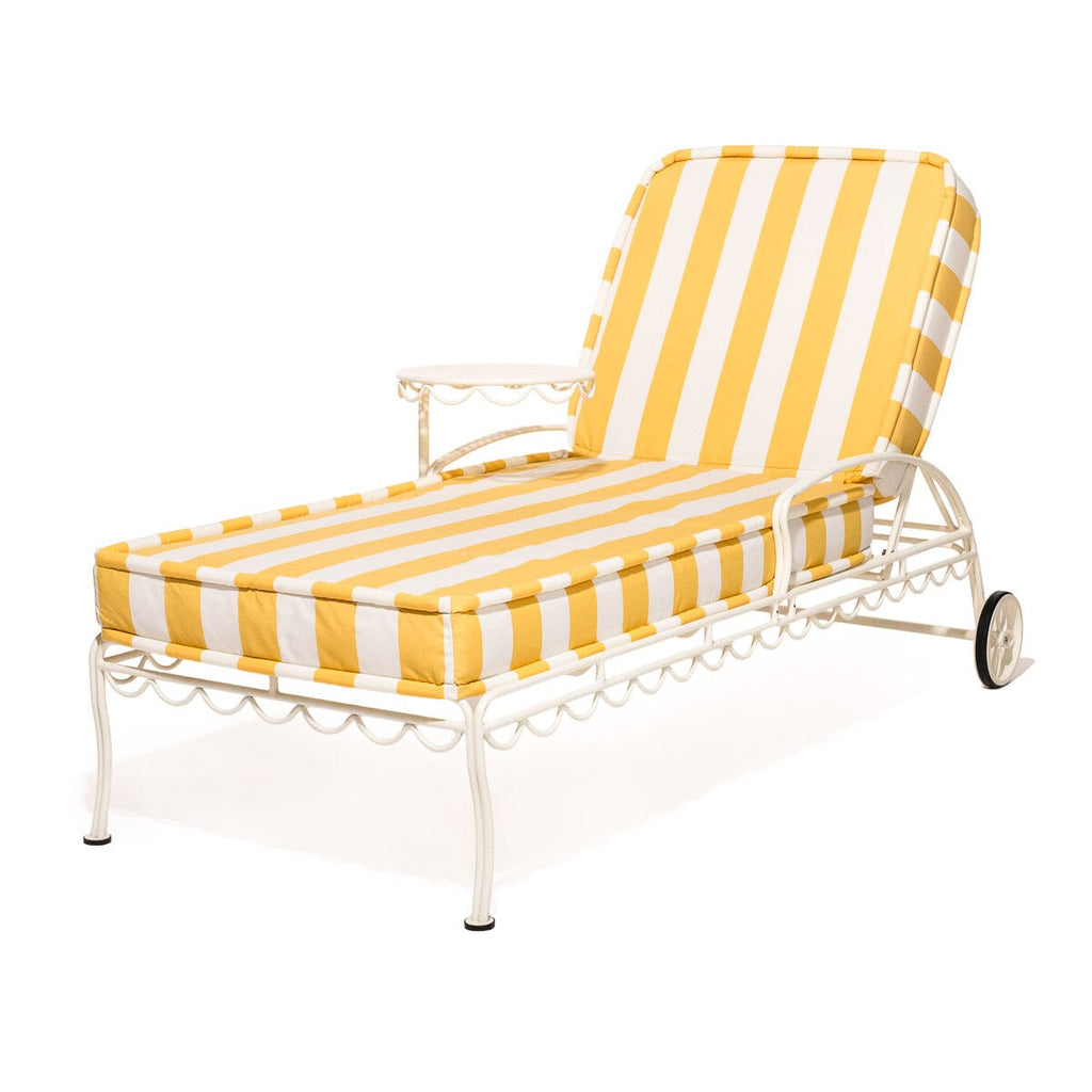 The Al Fresco Sun Lounger in Crew Mimosa Yellow Stripe | Antique White Frame
