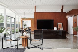a Tv in an open plan living space