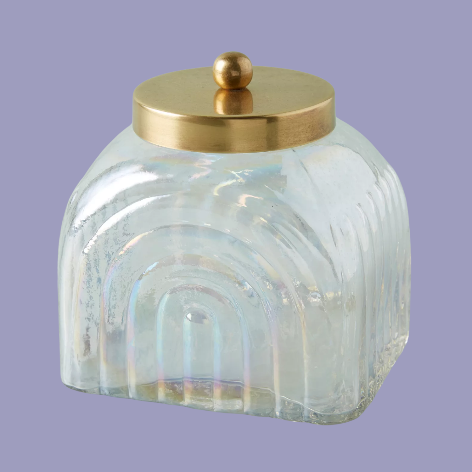 A small glass canister