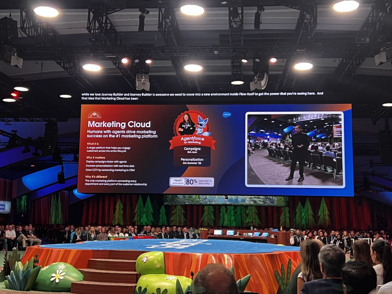 Salesforce branding pictured on a screen at Dreamforce 2024 in San Francisco, California.