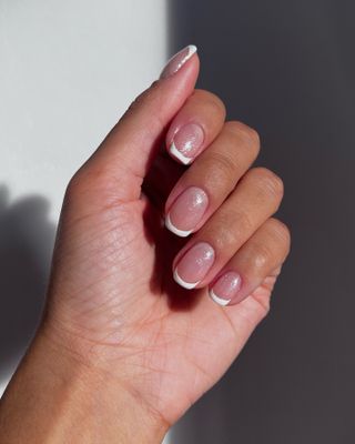 Classic French tips glitter top coat