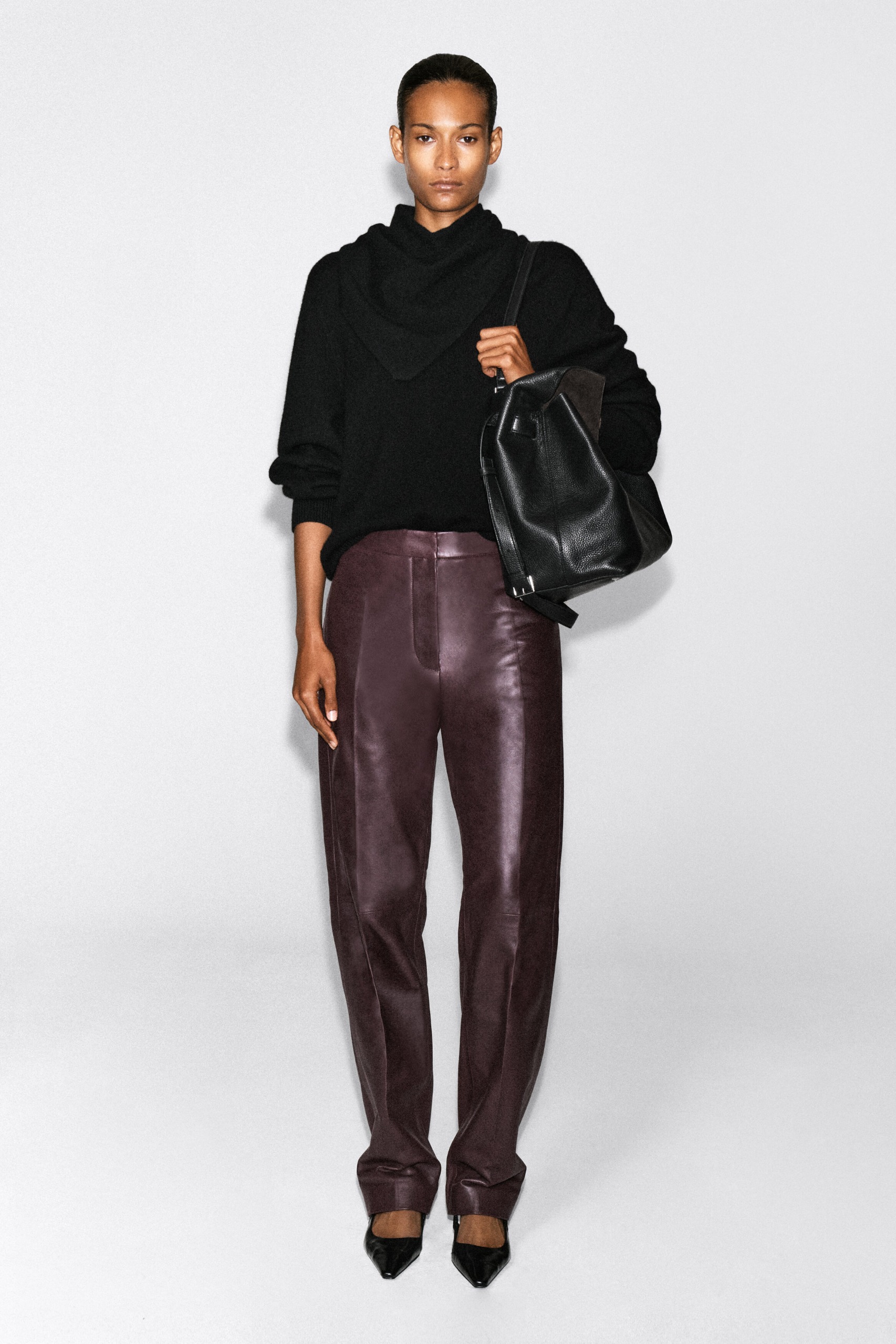 Leather Straight-Leg Pants