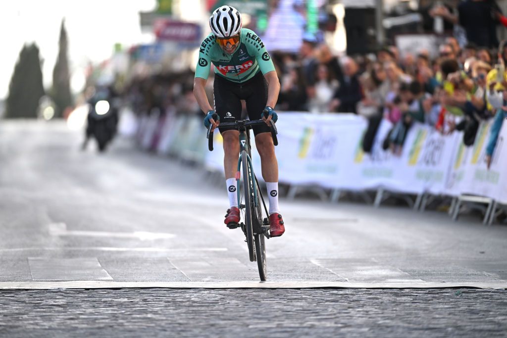 UBEDA SPAIN FEBRUARY 17 Ibon Ruiz of Spain and Team Equipo Kern Pharma crosses the finish line on third place during the 4th Clasica Jaen Paraiso Interior 2025 a 1692km one day race from Ubeda to Ubeda on February 17 2025 in Ubeda Spain Photo by Tim de WaeleGetty Images