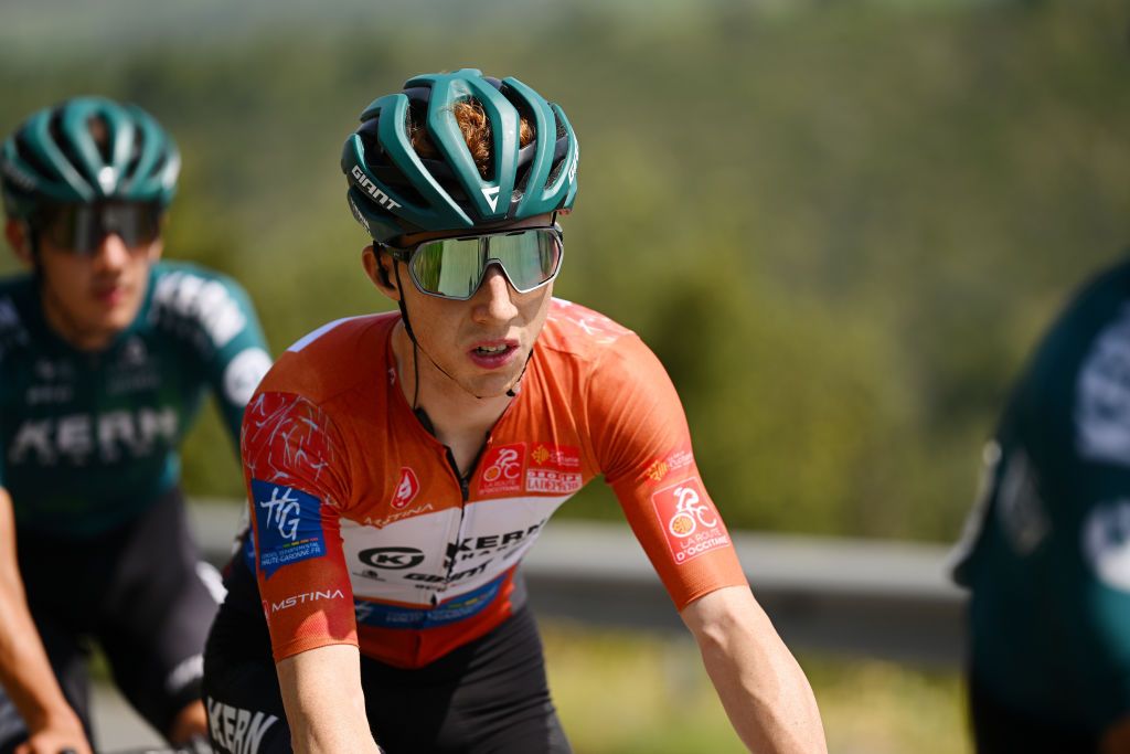 LES ANGLES FRANCE JUNE 18 Roger Adri Oliveras of Spain and Team Equipo Kern Pharma Red Leader Jersey competes during the 46th La Route dOccitanie La Depeche du Midi 2022 Stage 3 a 1887km stage from Sigean to Les Angles 1841m RDO2022 on June 18 2022 in Les Angles France Photo by Dario BelingheriGetty Images