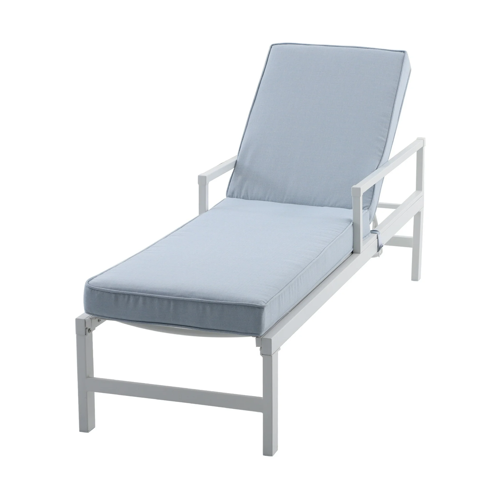 a blue outdoor lounge chair