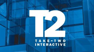 An image of the Take-Two Interactive logo on an abstract blue-glass background.