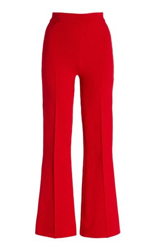 Kick Stretch-Cotton Knit Cropped Flared Pants