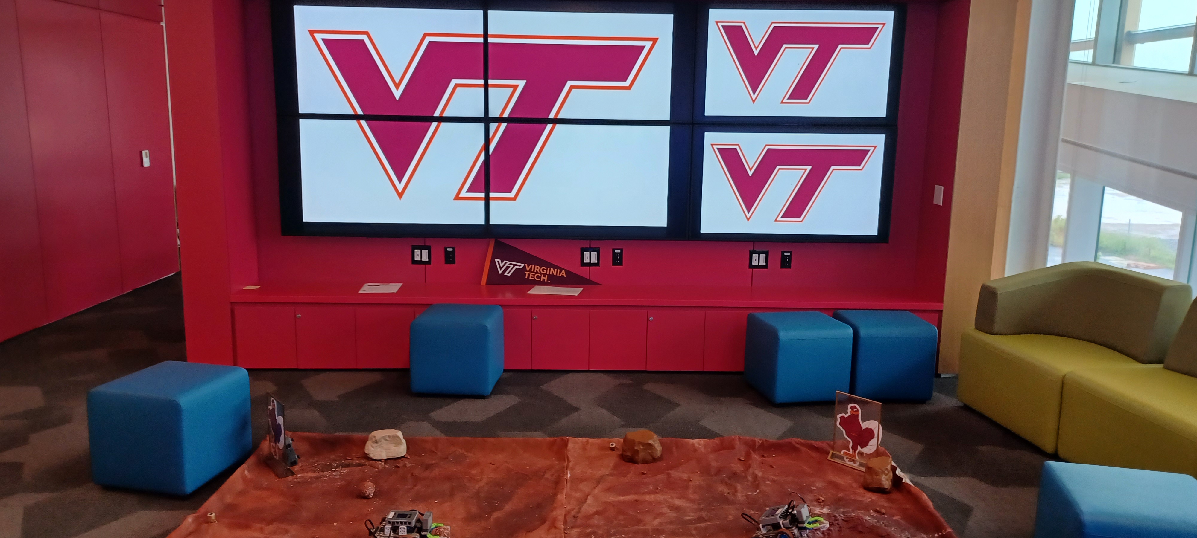 Multiple displays at Virginia Tech are brought to life, sowing the school's logo, with tvONE.