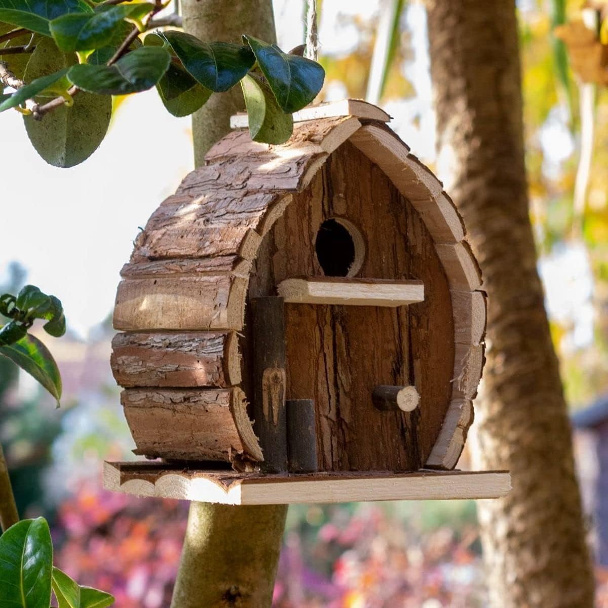 Ckb Ltd Bird Nesting Box House Wooden Hanging Nest Box Home for Birds Rustic Natural Weatherproof Ideal for Any Size Garden Outdoors Tree or Balcony