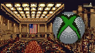 Xbox pixel logo inside the U.S. House of Reps
