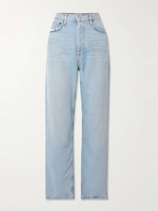 90's Distressed Mid-Rise Straight-Leg Organic Jeans