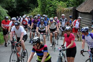Riders tackle Leith Hill on the RideLondon-Surrey 100