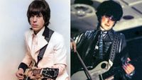LEFT: Jeff Beck backstage at the Saville Theatre, London, in March 1967. RIGHT: Jimmy Page performs with the Yardbirds in Sydney, Australia on 21st-23rd January 1967. 
