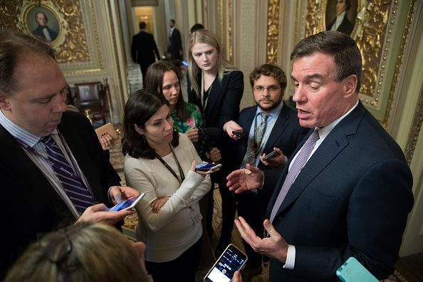 Sen. Mark Warner (D-VA), the ranking member of the Senate Intelligence Committee, speaks to the press about the Russia investigation.