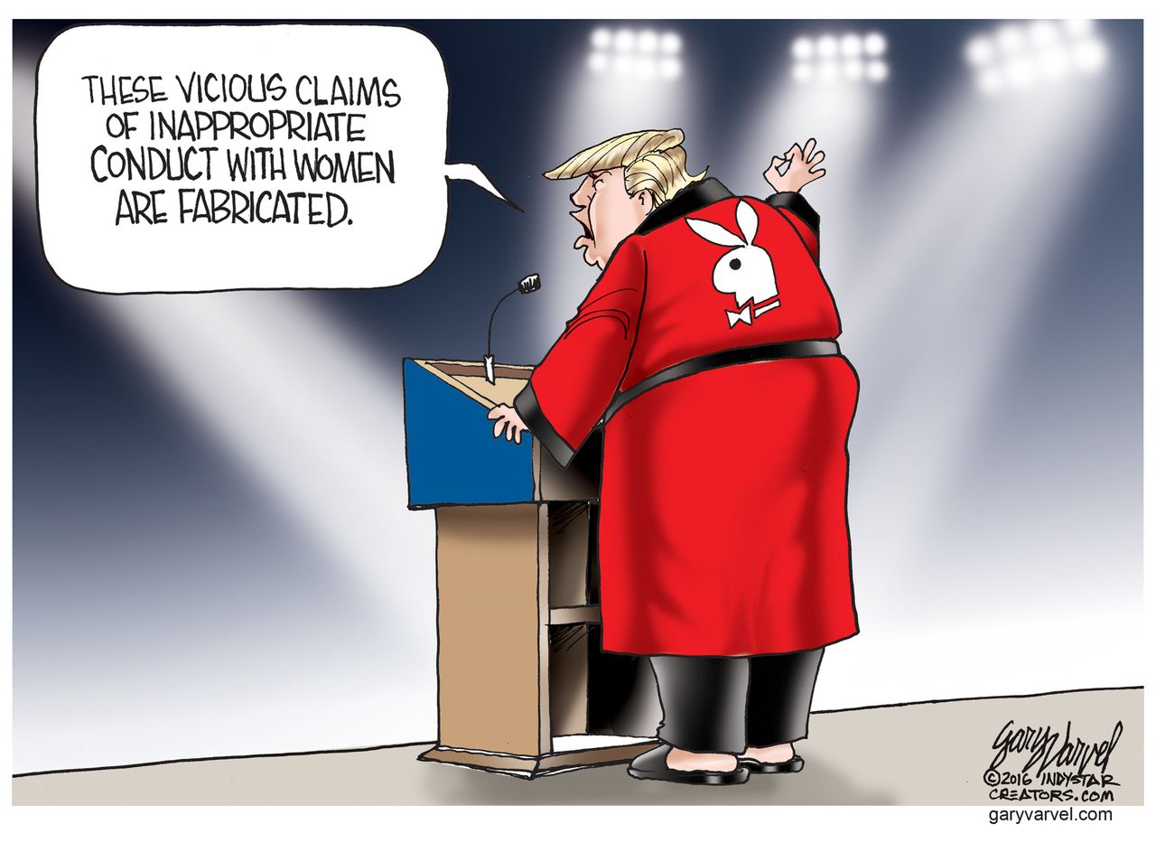 Political cartoon U.S. Donald Trump sexual assault allegations