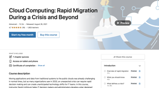 A screenshot of a sign up page for a LinkedIn Learning course on Cloud Computing: Rapid Migration During a Crisis and Beyond
