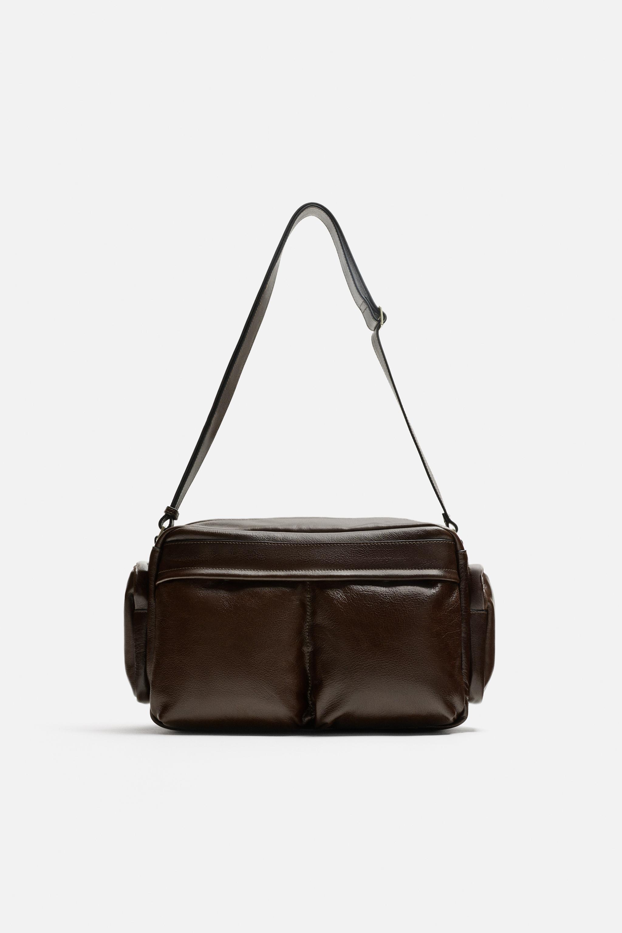 Multi-Pocket Leather Crossbody Bag