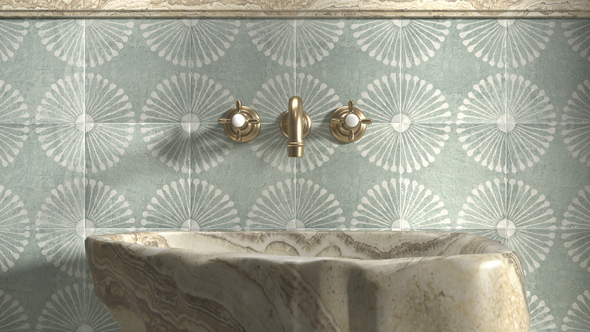 Floral bathroom tiles