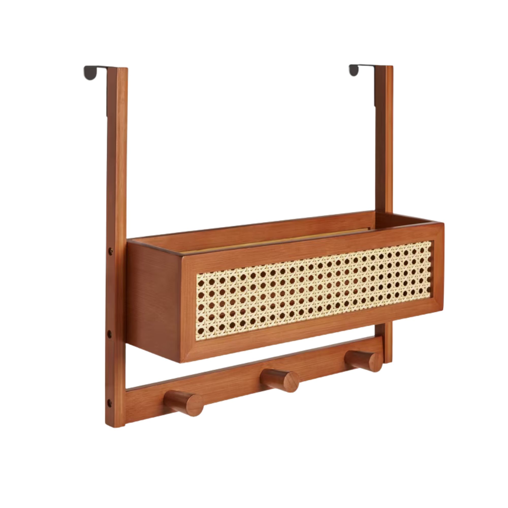 Poly Rattan and Bamboo Over Door Hanging Rack