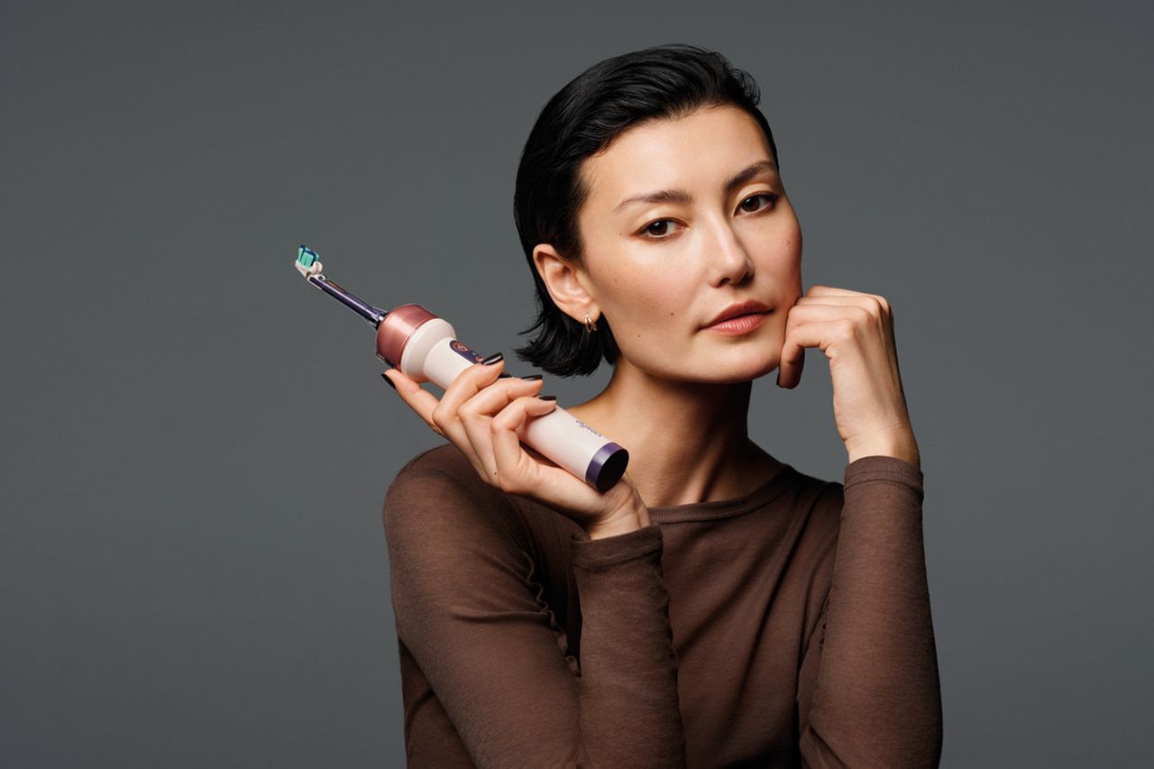 The new Dyson CameraJet Toothbrush in use