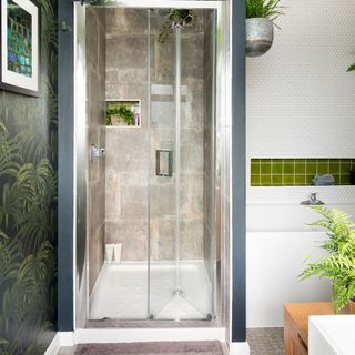 bathroom with glass door