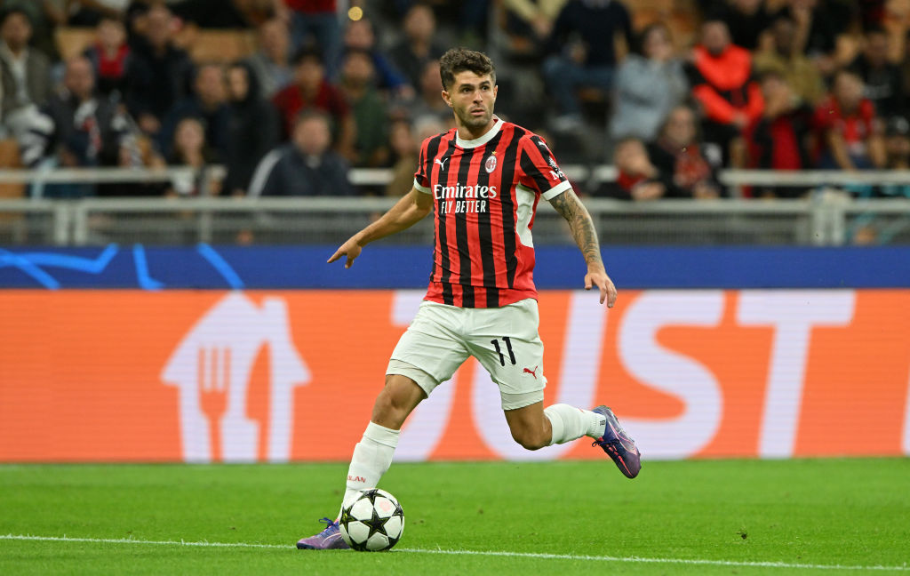 MILAN, ITALY - SEPTEMBER 17: Christian Pulisic of AC Milan during the UEFA Champions League 2024/25 League Phase MD1 match between AC Milan and Liverpool FC at Stadio San Siro on September 17, 2024 in Milan, Italy. (Photo by Chris Ricco/Getty Images) Manchester United and Liverpool keen on former Chelsea man