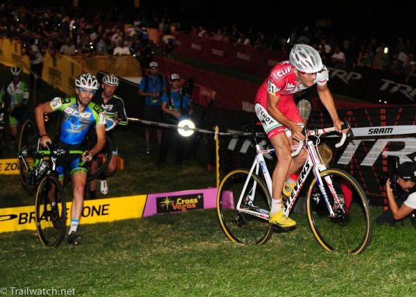 Brady Kappius (Clif Bar) and all his teammates hopped the barriers on their bikes